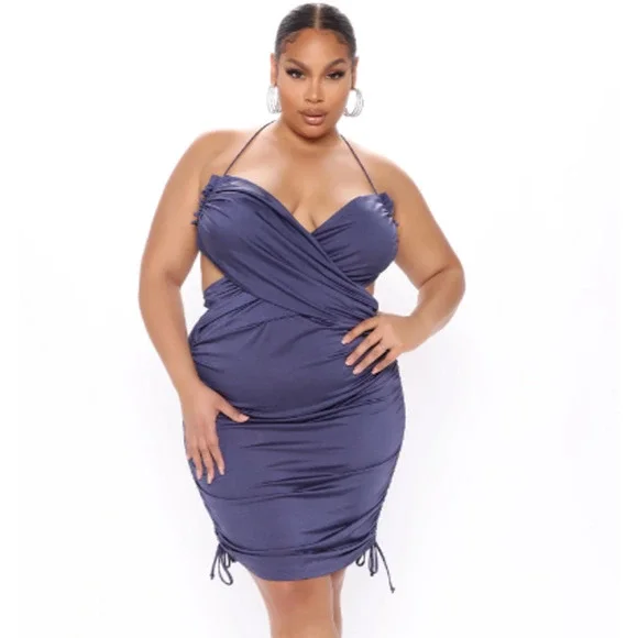 Fashion Nova | Dresses | Nwot Fashion Nova Arabella Ruched Mini Dress Denim  | Poshmark